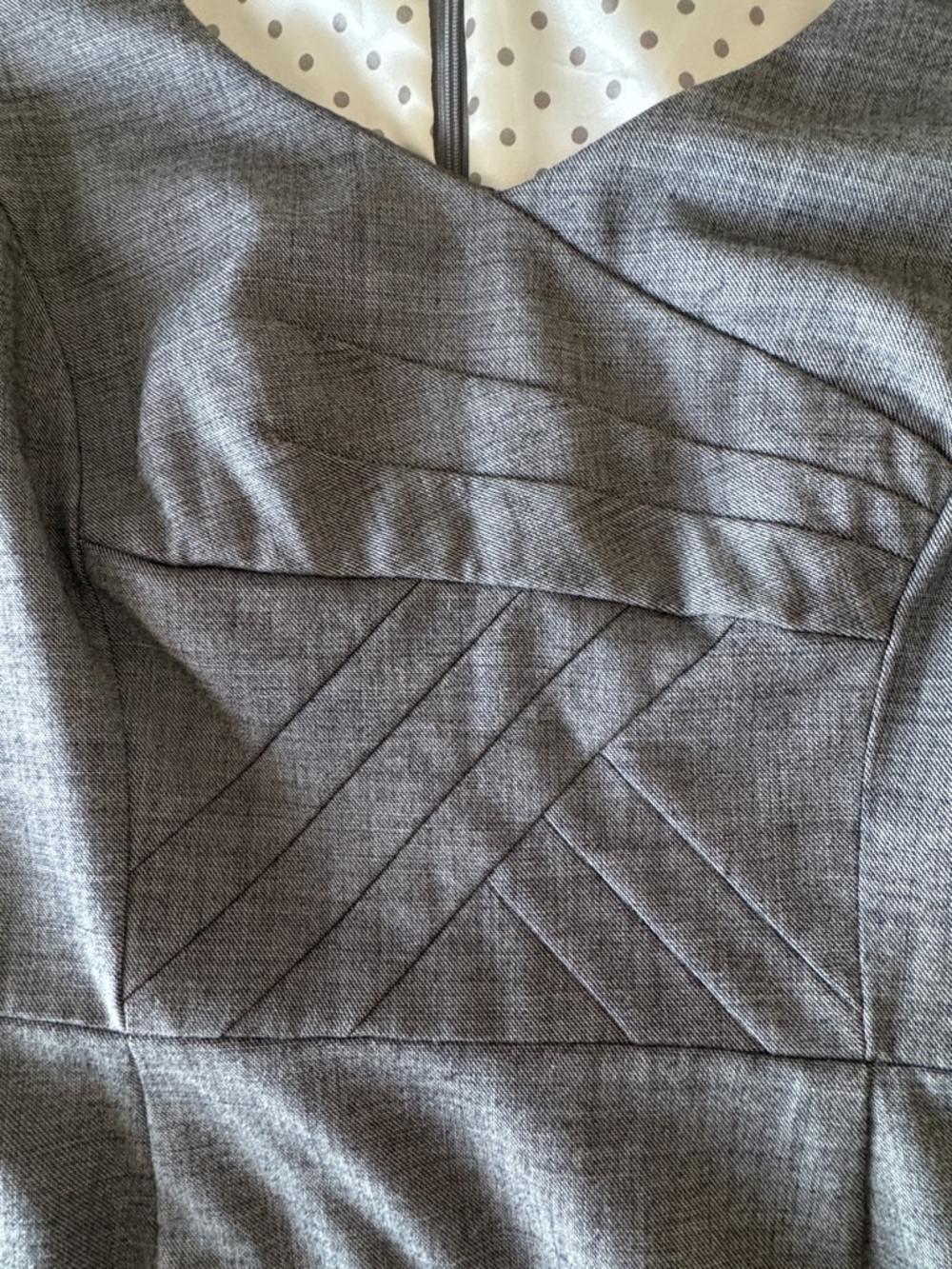Tahari Arthur S. Levine Gray Wool Blend Cap Sleeve Sheath Dress Size 4 - Picture 8 of 13